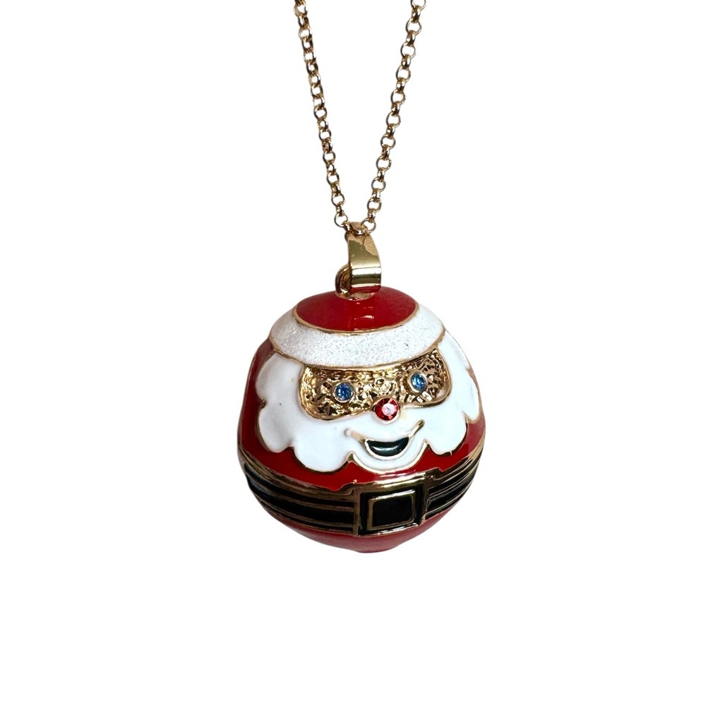 Santa Claus Jingle Bell Ball Pendant Necklace, NWOT